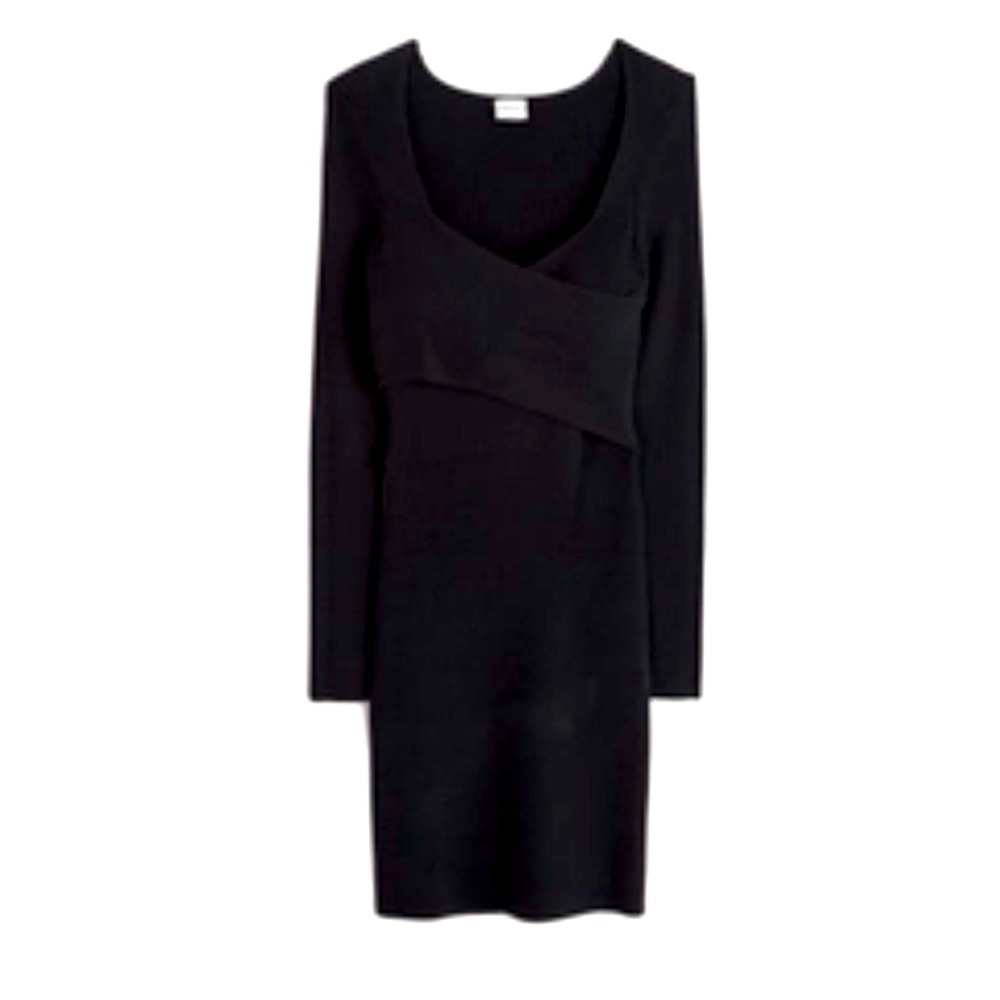 Abercrombie & Fitch Black V-Neck Ribbed Dress